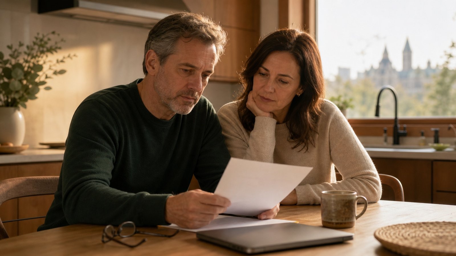 A person reviewing a disability benefits letter at home