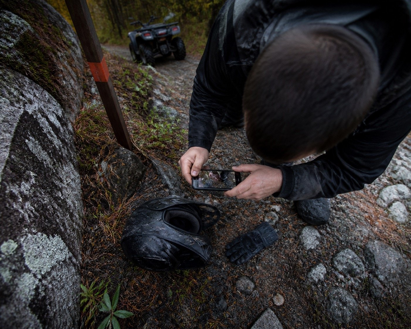 Equipment evidence being photographed from above